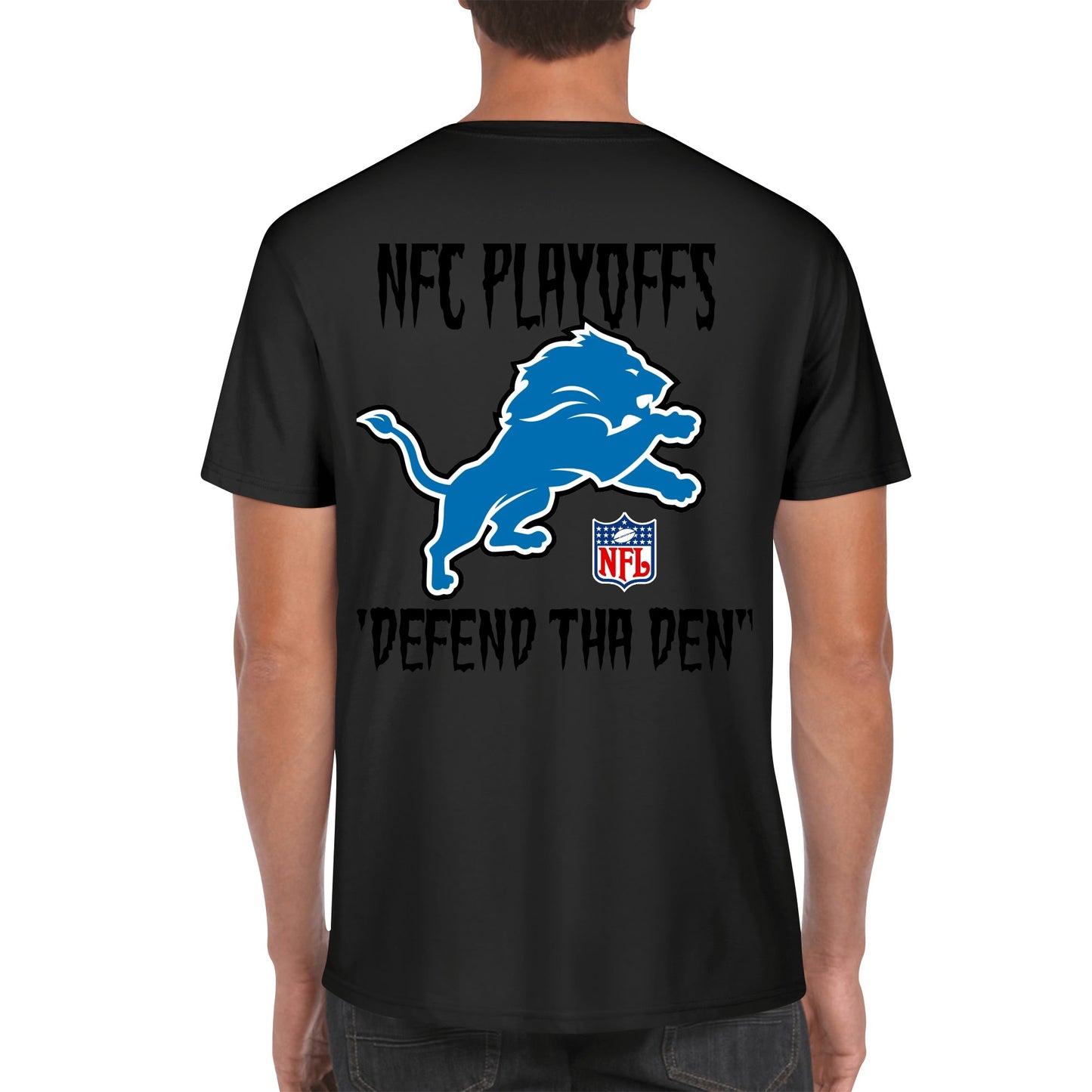 Detroit Lions Playoffs Unisex Cotton Front & Back Printing T-Shirt