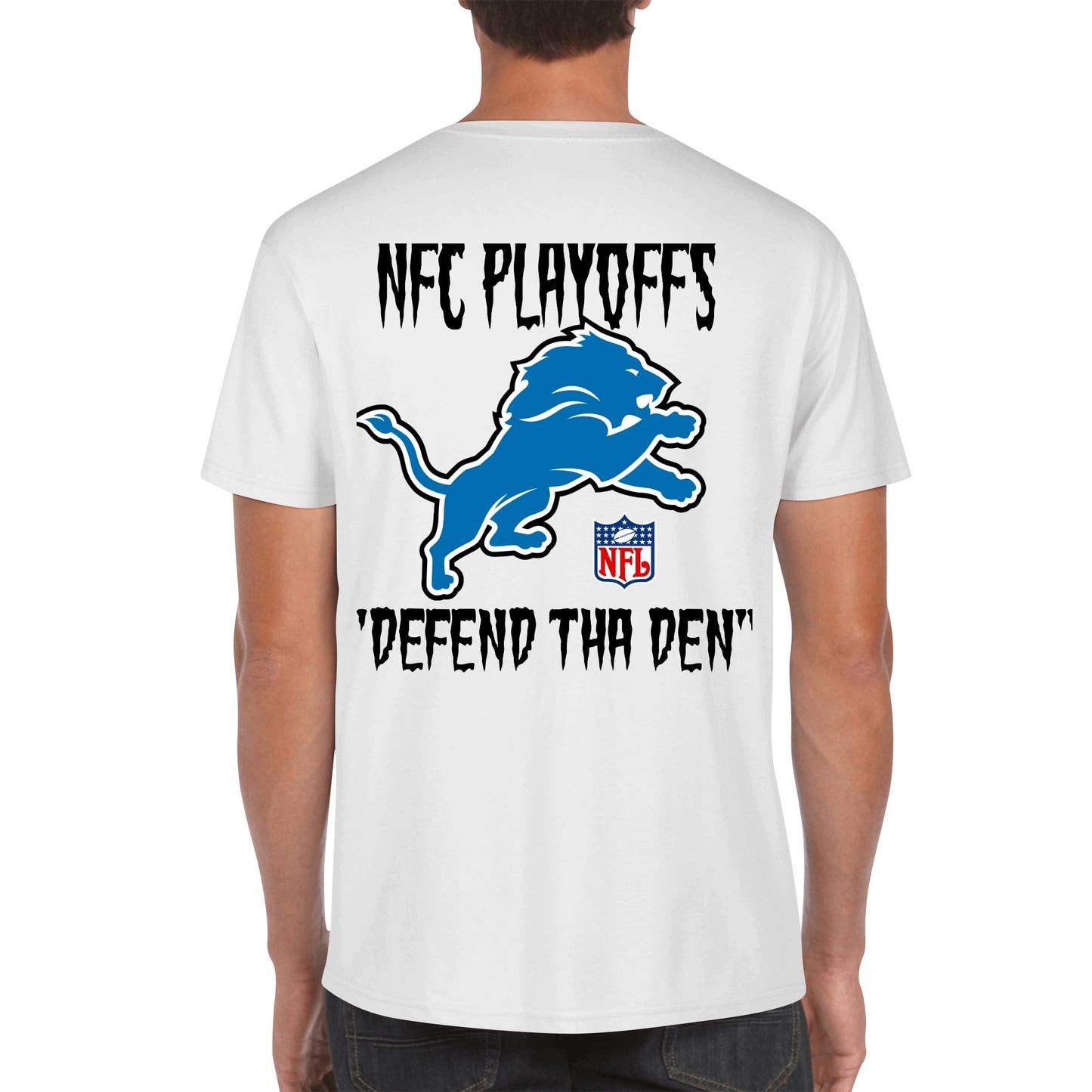 Detroit Lions Playoffs Unisex Cotton Front & Back Printing T-Shirt