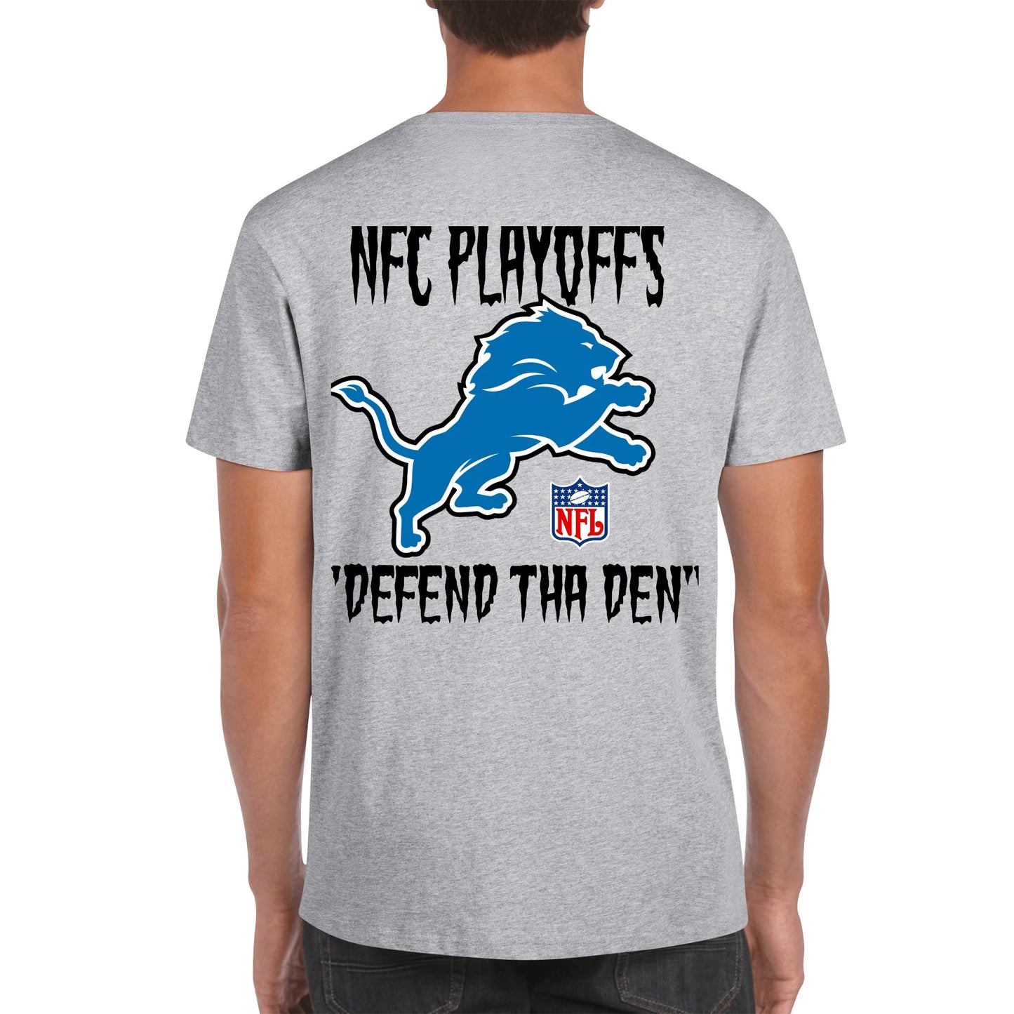 Detroit Lions Playoffs Unisex Cotton Front & Back Printing T-Shirt