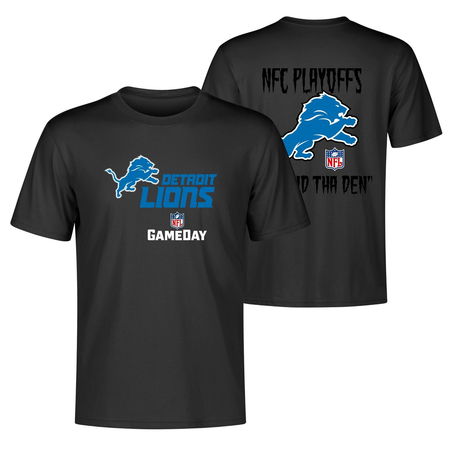 Detroit Lions Playoffs Unisex Cotton Front & Back Printing T-Shirt