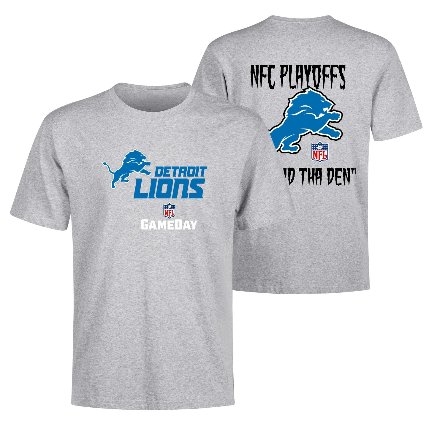 Detroit Lions Playoffs Unisex Cotton Front & Back Printing T-Shirt