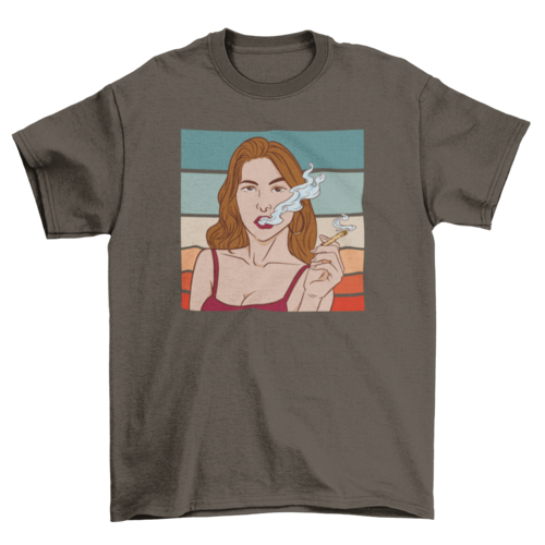 Young woman smoking weed t-shirt